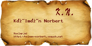 Kálmán Norbert névjegykártya